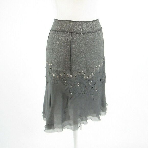 Per Se gray shimmery A-line skirt 0 - Picture 3 of 8